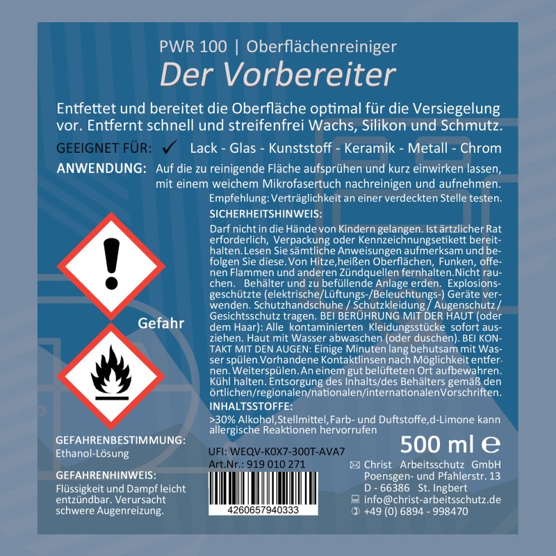 Pwr 100 OBERFLÄCHEN-REINIGER