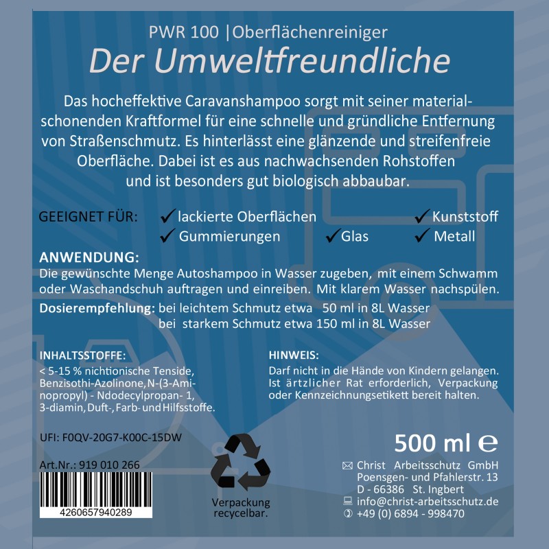 Pwr100 Caravan-Shampoo